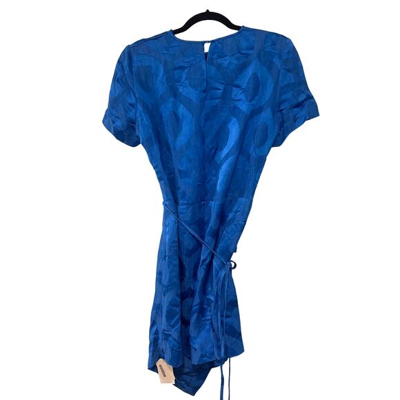 Isabel Marant 10 Jacquard Mini Wrap Dress $595 Short Sleeve Bright Royal Blue 42 - Picture 4 of 16